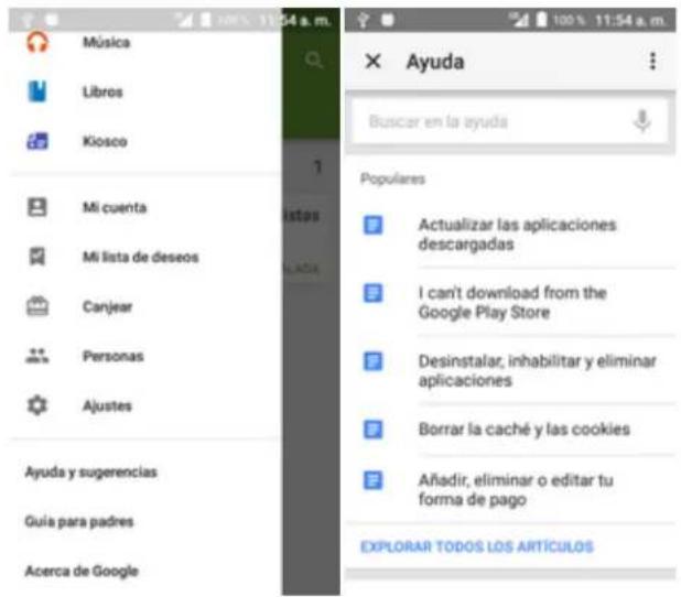 Música Libros Kiosco Mi cuenta Mi lista de deseos Canjear Personas Ajustes Ayuda y sugerencias Guía para padres Acerca de Google × Ayuda Buscar en la ayuda Populares Actualizar las aplicaciones descargadas I can't download from the Google Play Store Desinstalar, inhabilitar y eliminar aplicaciones Borrar la caché y las cookies Añadir, eliminar o editar tu forma de pago EXPLORAR TODOS LOS ARTÍCULOS