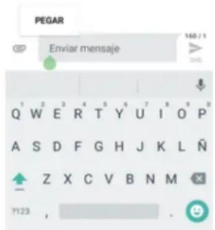 PEGAR Enviar mensaje 160/1 Q W E R T Y U I O P A S D F G H J K L N Z X C V B N M ?123 ,
