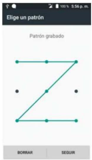 Elige un patrón Patrón grabado BORRAR SEGUIR