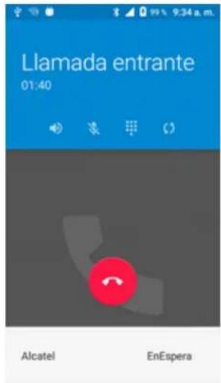Llamada entrante 01:40 Alcatel EnEspera
