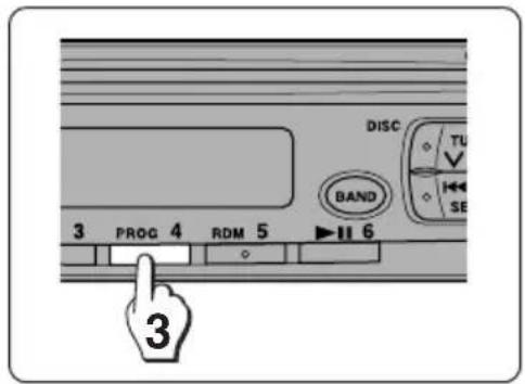DISC BAND 3 PROG 4 RDM 5 ▶II 6 TU V ← SE 3