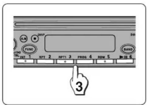 A.M DISP DIN FUNC AUDIO TRI INT 1 RPT 2 RPTT 3 PROG 4 RDM 5 BAND HL 6 3