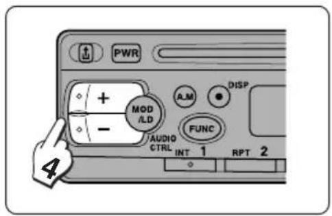 PWR + MOD /LD - AUDIO CTRL INT 1 RPT 2 A.M. DISP FUNC