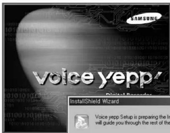 SAMSUNG voice yepp' Digital Recorders InstallShield Wizard Voice yepp Setup is preparing the In will guide you through the rest of the