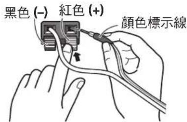 黑色 (-) 紅色 (+) 顏色標示線