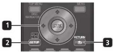 TOP MENU MEMNU DISC NAVODATOR ENTER HOME MENU RETURN SETUP 2 1 2 3