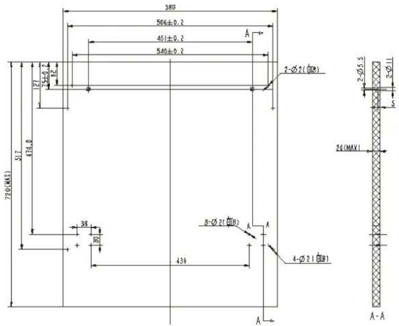 589 506±0.2 451±0.2 540±0.2 127 75±0.2 82 720(MM) 317 474.8 38 30 436 A 2-Ø2(∅B) 2-Ø5.5 2-Ø11 26(MAX) 8-Ø2(∅B) A A 4-Ø2(∅B) A-A
