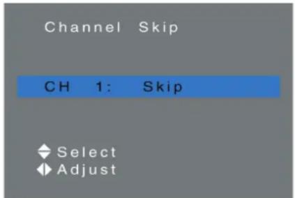 Channel Skip CH 1: Skip ◆ Select ◆ Adjust