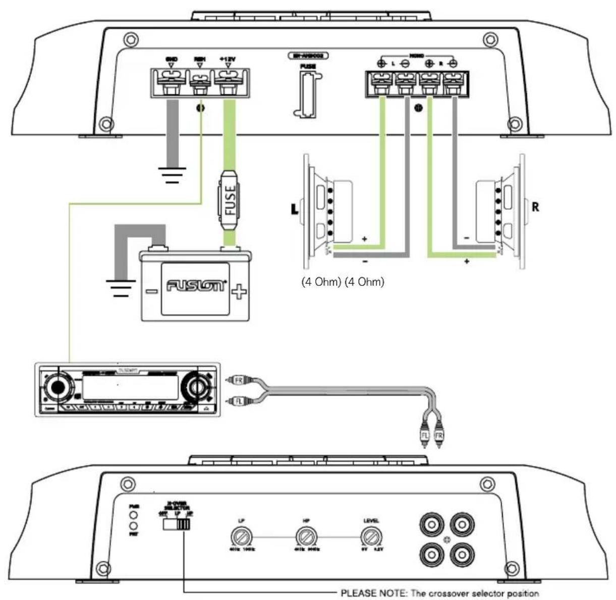 END +12V FUSE FUSE L R (4 Ohm) (4 Ohm) FUSLOT FL FL FL FL FL FL FL FL FL FL FL FL FL FL FL FL FL FL FL FL FL FL FL FL FL FL FL FL FL FL FL FL FL FL FL FL FL FL FL FL FL FL FL FL FL FL FL FL FL FL FUSE NOTE: The crossover selector position