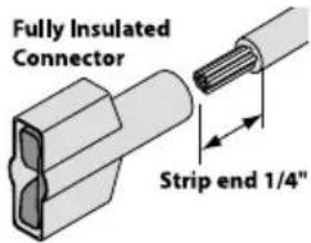 Fully Insulated Connector Strip end 1/4"