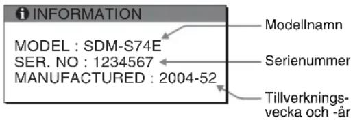 SONY SDM-S73E - När bildskärmen tar emot en videosignal trycker du in MENU-knappen under mer än 5 sekunder tills informationsrutan visas. - 2