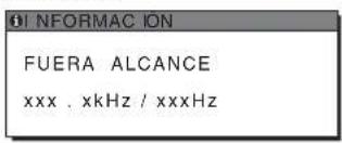 I NFORMAC ION FUERA ALCANCE xxx . xkHz / xxxHz