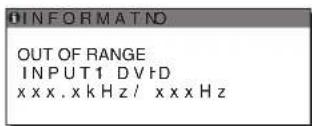 OUT OF RANGE INPUT1 DVD xxxx.xkHz/ xxxHz