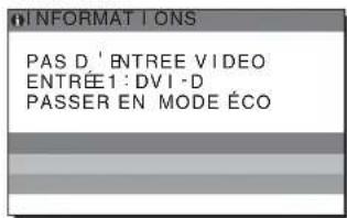 INFORMATI ONS PAS D' ENTREE VIDEO ENTRÉE1: DVI -D PASSER EN MODE ÉCO