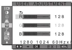 USER ADJUSTMENT R 128 G 128 B 128 1 280 1024 60 Hz x / EX I MEN