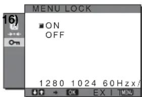 MENU LOCK ON OFF 1 280 1 024 60 Hz x / OK EX | MENU