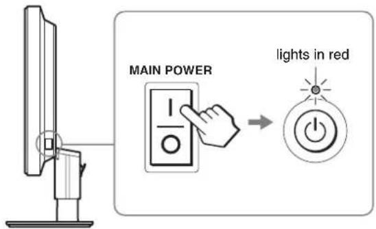 MAIN POWER lights in red