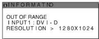 OUT OF RANGE INPUT1: DV I - D RESOLUTION > 1280X1024