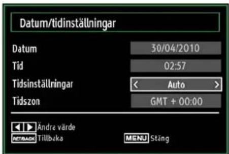 Finlux 32FLY970L - Konfigurera inställningar av datum/tid - 1
