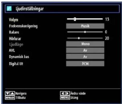 Finlux 32FLY970L - Konfigurering av ljudinställningar - 1