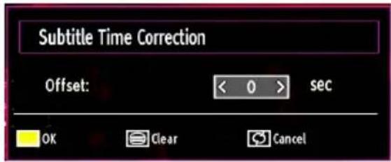 Subtitle Time Correction Offset: < 0 > sec OK Clear Cancel