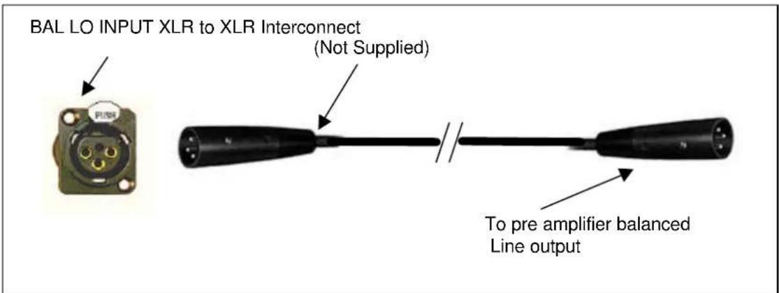 BAL LO INPUT XLR to XLR Interconnect (Not Supplied) To pre amplifier balanced Line output