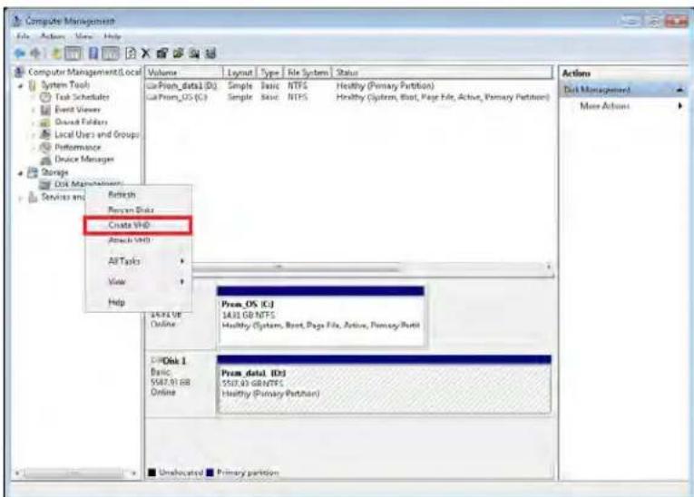 Computer Management File Actions View Help Volume Layout Type File System Status C:\From_data(D) Simple Basic NTFS Healthy (Primary Partition) C:\From_OS(C) Simple Stuc NTFS Healthy (System, Host, Page File, Active, Primary Partition) Retrench Perman Data Create VHD Attack VHD All Tools View Help Presn_OS (C:) 1431.60 NTFS Healthy (System, Host, Page File, Active, Primary Partition) Disk 1 Basic $587.91 GB Online Presn_data ID3 $587.93 GBNTFS Healthy (Primary Partition) Unallocated Primary partition
