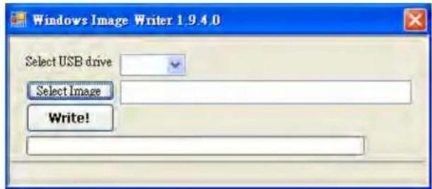 Windows Image Writer 1.9.4.0 Select USB drive Select Image Write!