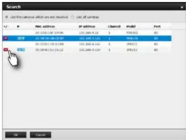 Scunch List the cameras which are not replaced List all cameras MAC address SP address Channel Model Port 30.120.128.0394 132.068.4.18 $ F09342 80 IP: 05.00.00.00.00.00 161.649.4.132 $ PRK158 80 30.020.01.15.13.09 142.169.4.142 $ IPR377 80 30.00.01.15.01.13 132.168.4.129 $ IPR153 80 OK Cancel