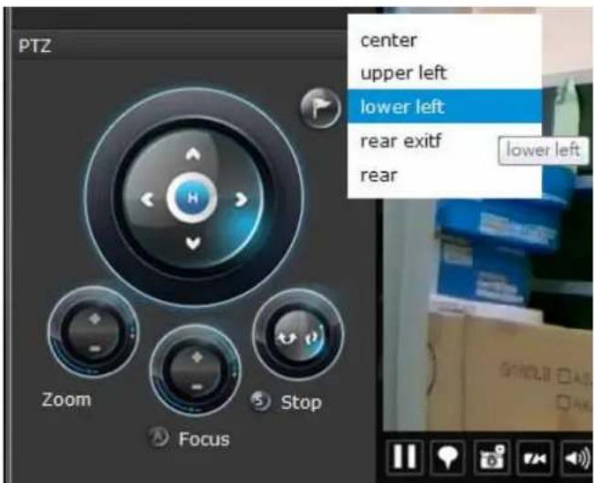 PTZ center upper left lower left rear exitf lower left rear Zoom Stop Focus