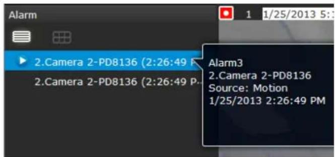 Alarm 2.Camera 2-PD8136 (2:26:49 P. 2.Camera 2-PD8136 (2:26:49 P. Alarm3 2.Camera 2-PD8136 Source: Motion 1/25/2013 2:26:49 PM