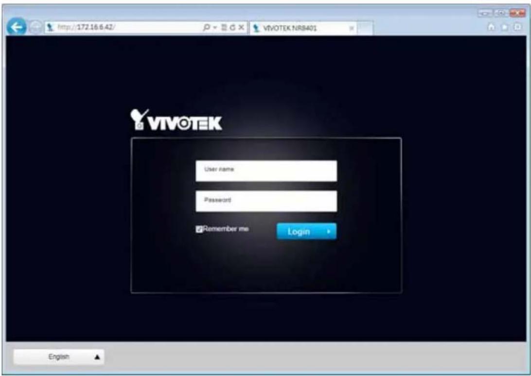 http://172.16.6.42/ VIVOTEK NR8401 VIVOTEK User name Password Remember me Login English