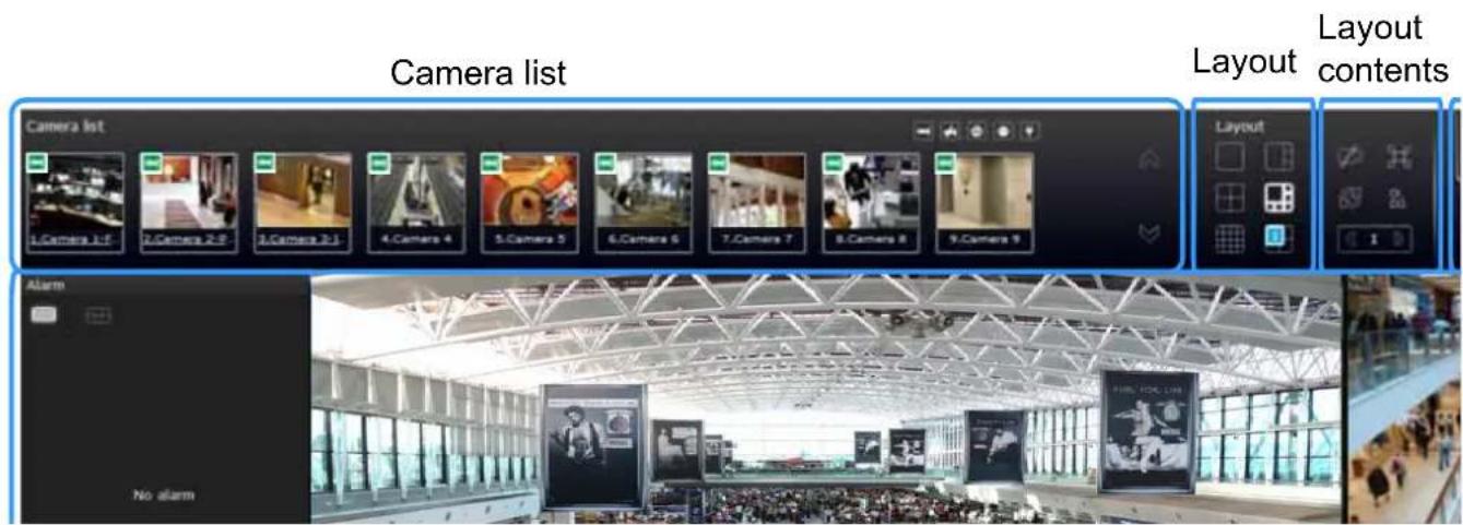 Camera list Camera list 1.Camera 1.F 2.Camera 2.B 3.Camera 3.J 4.Camera 4 5.Camera 5 6.Camera 6 7.Camera 7 8.Camera 8 9.Camera 9 Layout Layout contents Alarm No alarm