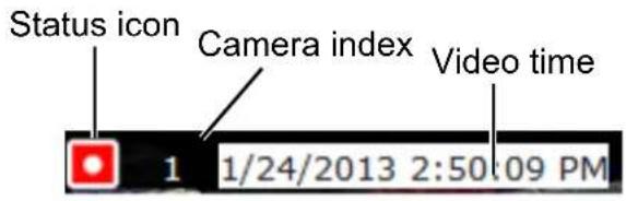 Status icon Camera index Video time 1 1/24/2013 2:50:09 PM