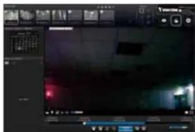 Screenshot of a video editing software interface with multiple video thumbnails and status bar controls