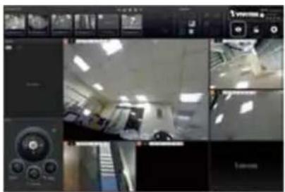 Security camera interface screenshot showing multiple camera feeds and control panels with visible text labels like '3 video' and '1000mm'