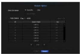 Reverse Option Close Set Mode Dewerted State State Options Audio Select: Step 1 - 40.00 OK Cancel/Time Only 1 CAM-2 167 2 CAM-3 265 3 CAM-4 262 4 CAM-5 260 5 CAM-6 258 6 CAM-7 255 7 CAM-8 252 E EUR OK