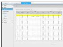 Screenshot of a software interface showing a data table with columns and rows, likely from an older file or report.