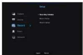 Setup Record Save Record Options Export Export