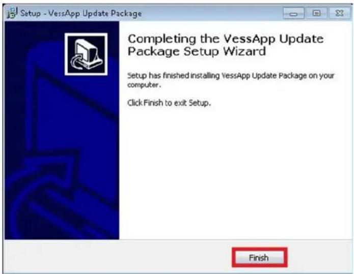 Setup - VessApp Update Package Completing the VessApp Update Package Setup Wizard Setup has finished installing VessApp Update Package on your computer. Click Finish to exit Setup. Finish