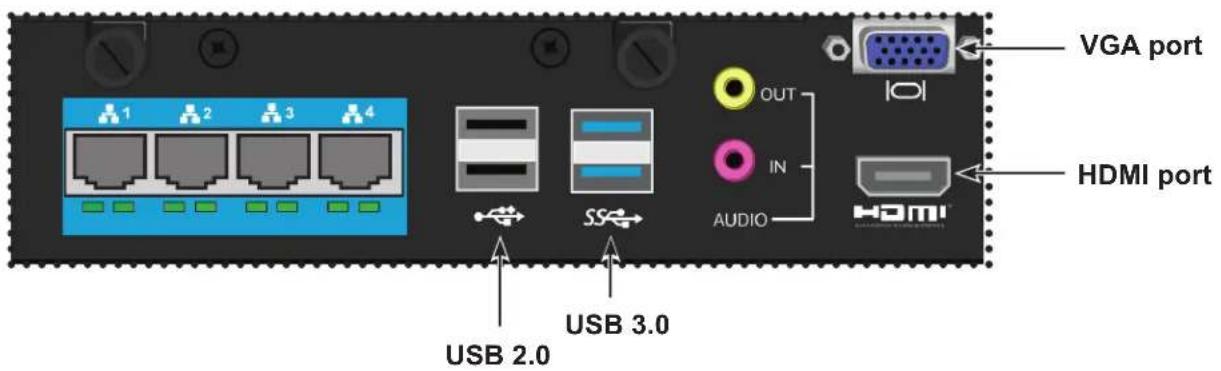 VGA port HDMI port 1 2 3 4 OUT IN AUDIO USB 2.0 USB 3.0 HDMI