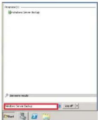 Programs (1) Windows Server Backup Set Web Results Windows Server Backup Log off Start