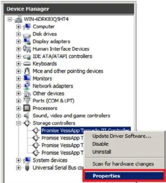Device Manager WIN-6DRK8JQ5HT4 Computer Disk drives Display adapters Human Interface Devices IDE ATA/ATAPI controllers Keyboards Mice and other pointing devices Monitors Network adapters Other devices Ports (COM & LPT) Processors Sound, video and game controllers Storage controllers Promise VessApp Tempable III Controllers Update Driver Software... Disable Uninstall Scan for hardware changes Properties