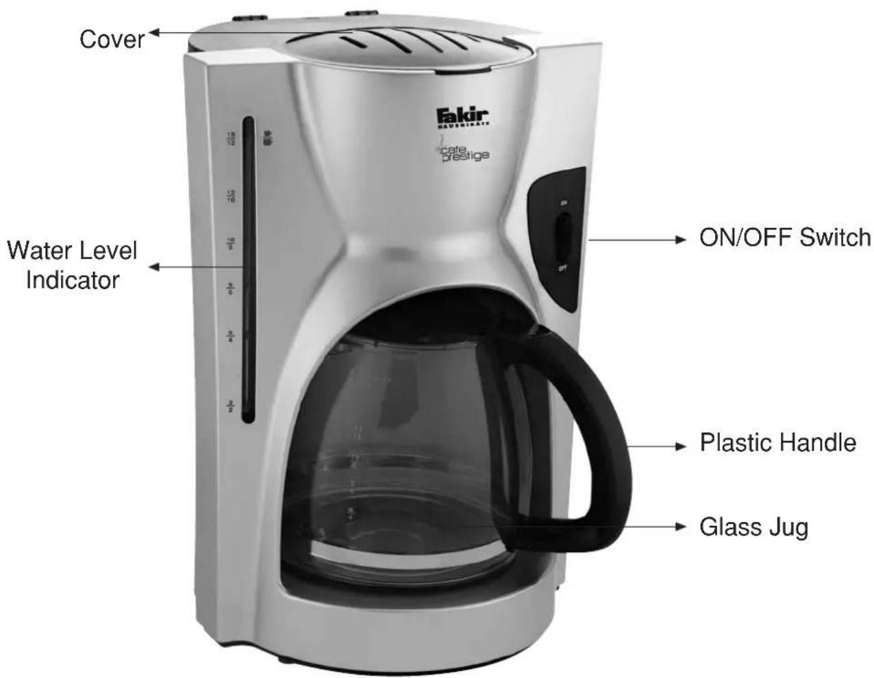 Cover Fakir HAUSIKATE cate prestige Water Level Indicator ON/OFF Switch Plastic Handle Glass Jug
