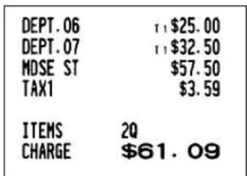 DEPT.06 DEPT.07 MDSE ST TAX1 ITEMS 2Q CHARGE $61.09