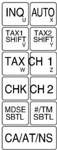 INQ U AUTO X TAX1 SHIFT V TAX2 SHIFT Y TAX W CH 1 Z CHK CH 2 MDSE SBTL #/TM SBTL CA/AT/NS