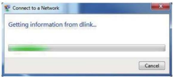 Connect to a Network Getting information from dlink... Cancel