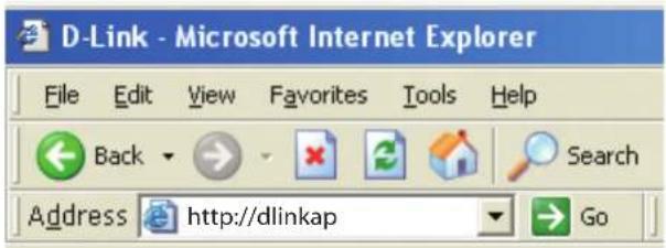 D-Link - Microsoft Internet Explorer File Edit View Favorites Tools Help Back Search Address http://dlinkap Go