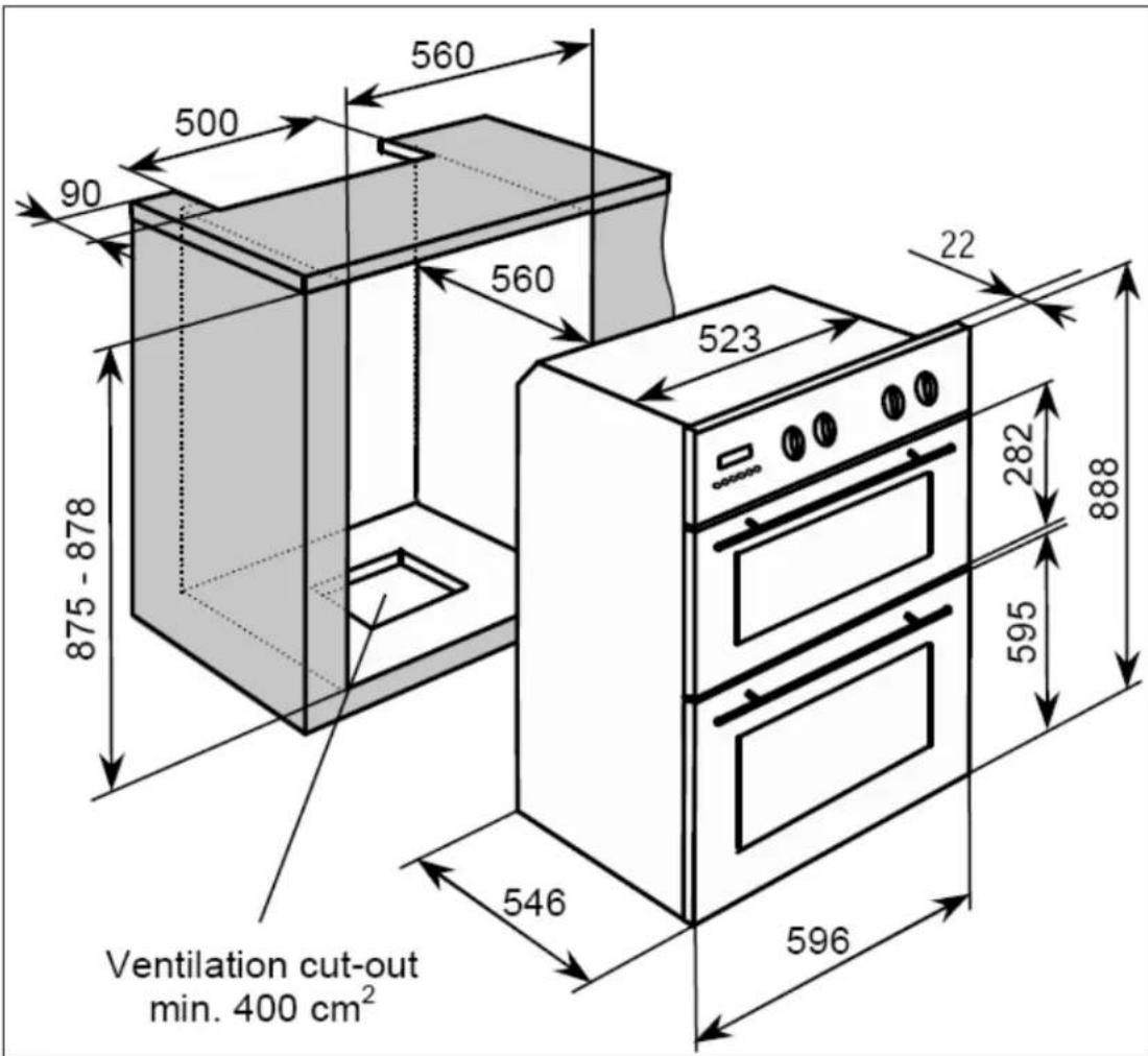 560 500 90 560 875-878 523 22 282 888 595 546 596 Ventilation cut-out min. 400 cm²