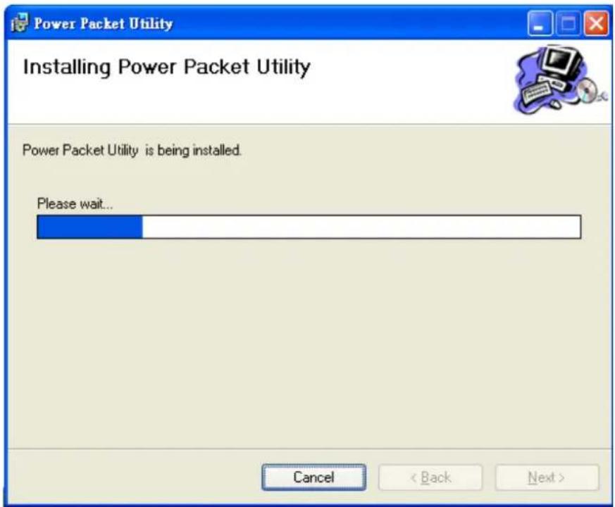 Power Packet Utility Installing Power Packet Utility Power Packet Utility is being installed. Please wait... Cancel < Back Next >